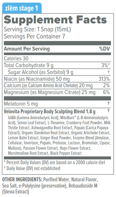 velovita zlem sleep slim stage1 supplement facts